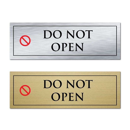 Picture of Classic Brushed Brass or Silver Office Door Sign - DO NOT OPEN 