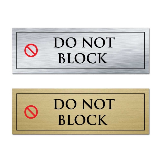 Picture of Classic Brushed Brass or Silver Office Door Sign - DO NOT BLOCK