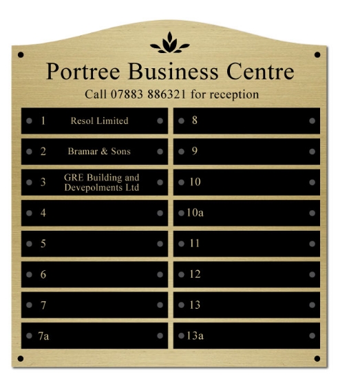 Picture of Curved Top Office / Practice Name plate sign, Brushed gold or silver - Wide Design 