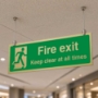 Picture of Hanging brushed gold Emergency Exit Keep Clear Sign 