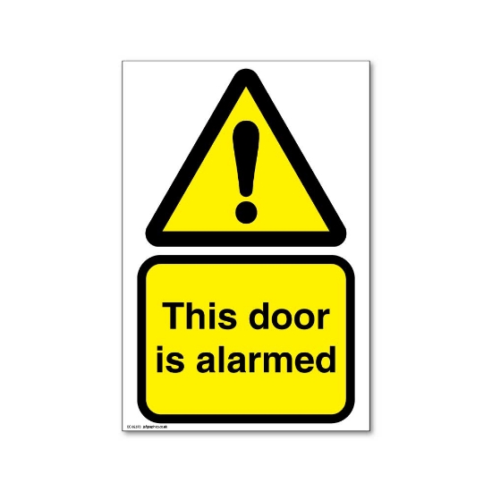 Picture of This door is alarmed sign
