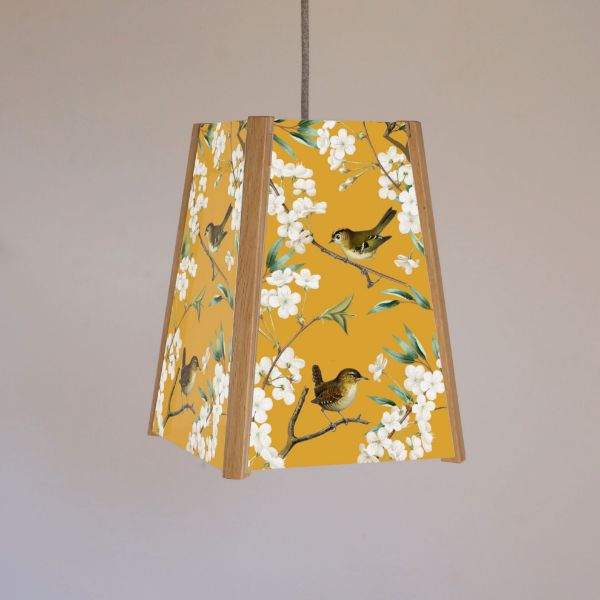 Picture of Oak Ceiling Light, 4 Sided, Blossom branch and bird, Easy Fit