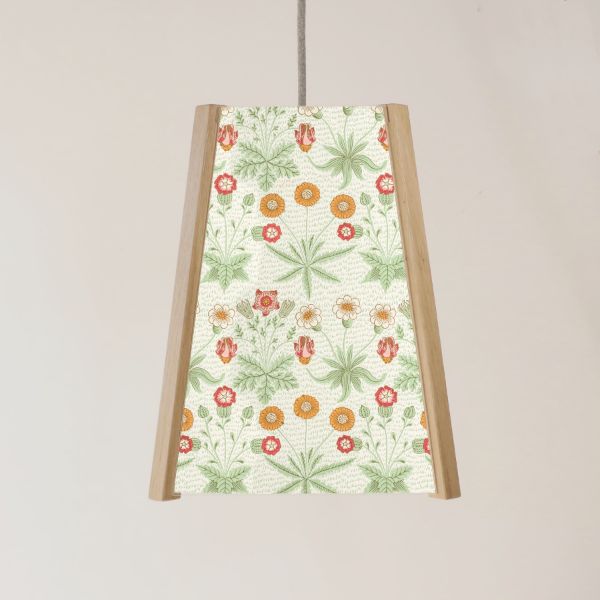 Picture of Oak Ceiling Light, 4 Sided, William Morris Daisy , Easy Fit