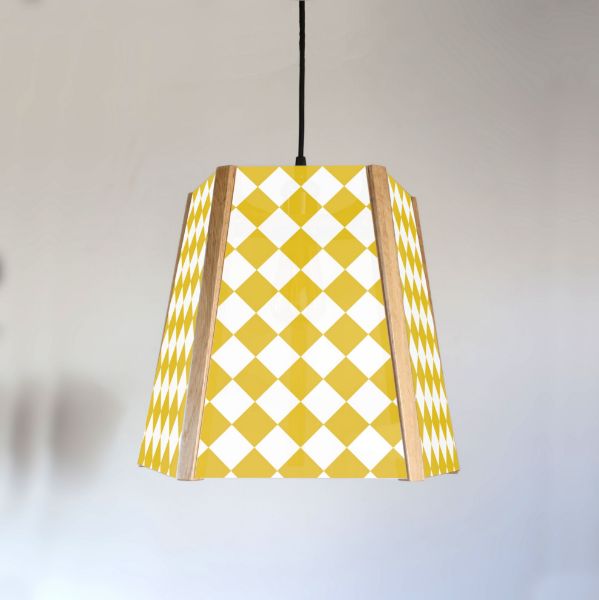 Picture of Oak Ceiling Light, 5 Sided, Harlequin Square, Easy Fit