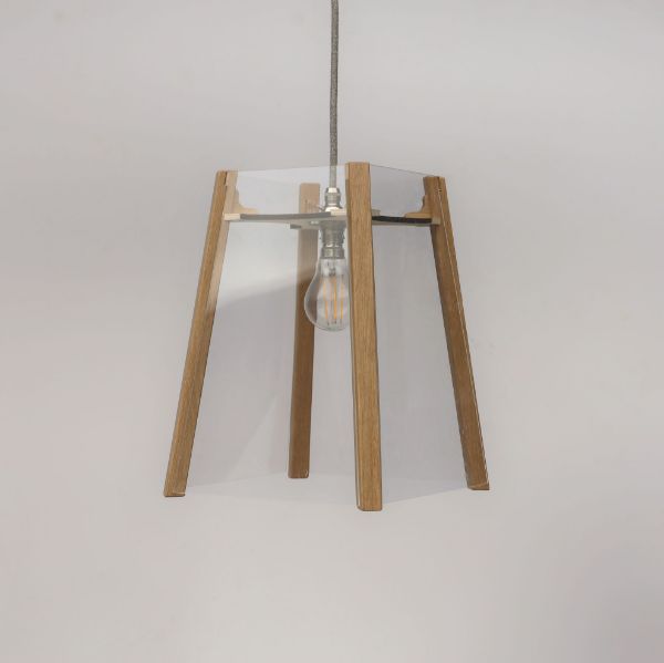 Picture of Oak Ceiling Light, 4 Sided, Clear Panels, Easy Fit