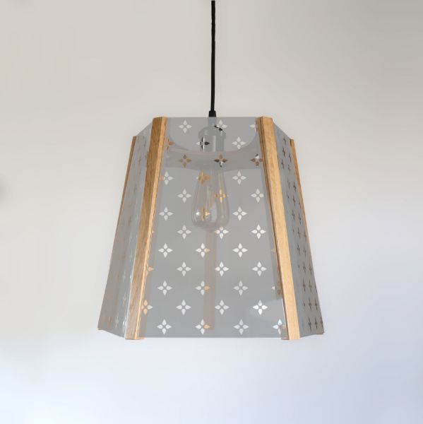 Picture of Oak Ceiling Light, 5 Sided, Four leaf pattern, Easy Fit