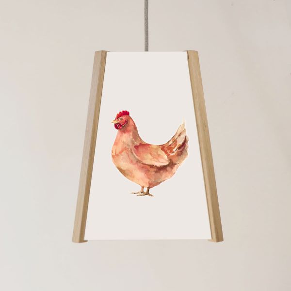 Picture of Oak Ceiling Light, 4 Sided, Chicken hen design, Easy Fit